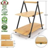 2 Katlı Dikdörtgen Bambu Servis Sunum Seti Büyük Boy, Kuru Pasta, Kurabiye ve Kek Sunumları Için Büyük Boy (34CM-26.5CM-16CM) - standart