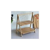 2 Katlı Dikdörtgen Bambu Servis Sunum Seti Büyük Boy, Kuru Pasta, Kurabiye ve Kek Sunumları Için Büyük Boy (38CM-30CM-22.5CM) - 0,5 x 7 cm