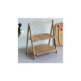 2 Katlı Dikdörtgen Bambu Servis Sunum Seti Büyük Boy, Kuru Pasta, Kurabiye ve Kek Sunumları Için Büyük Boy (38CM-30CM-22.5CM) - standart