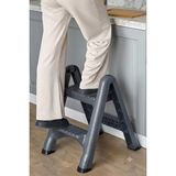 2 Katlı Katlanır Merdiven Tabure, Kaydırmaz Tabanlı, 200 kg Kapasiteli (Antrasit) - Çok Renkli