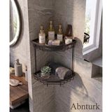 2 Katlı Ömür Boyu Paslanmaz%100 Alüminyum Banyo Köşe Rafı-Duş Şampuanlık Organizer 31x30x25cm