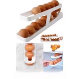 2 Katlı Otomatik Buzdolabı Yumurta Dağıtıcı Kutu Yumurtalık Rafı Sepeti Saklama Kabı