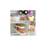 2 Katlı Otomatik Buzdolabı Yumurta Standı Yumurtalık Rafı Saklama Kabı Buzdolabı Organizer - Kestane Akaju - Option-1