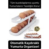 2 Katlı Pratik Yumurta Düzenleyici Buzdolabı Organizer Tutucu Otomatik Yuvarlanan Saklama Rafı Stand
