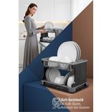 2 Katlı Rattan Dokulu Lüks Bulaşıklık - Kirli Beyaz & Siyah Modern Düzenleyici -Marsilyan