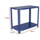 2 Katlı Renkli Çelik Raf Sehpa - Atölye, Depo, Ofis Sehpası Krem 31X60 Cm 50 Cm