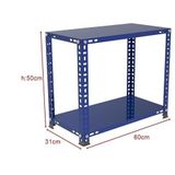 2 Katlı Renkli Çelik Raf Sehpa - Atölye, Depo, Ofis Sehpası Turuncu 31X60 Cm 50 Cm