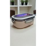 2 Katlı Taşınabilir Yemek Kabı Lunch Box Diyet Beslenme Kutusu Saklama Kabı - Krem Rengi