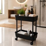2 Katlı Tekerlekli Organizer Raf Sepeti Mutfak ve Banyo için