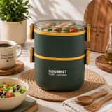 2 Katlı Yemek Termosu, Sızdırmaz Beslenme Kabı, Bölmeli Yemek Saklama Kabı, Mavi Taşınabilir Lunch Box, Yuvarlak