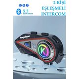 2 Kişi Eşleşmeli Intercom 1000 Metre Kask Kulaklığı Su Geçirmez Bluetooth 5.3 Motosiklet Kulaklık K23S - Siyah