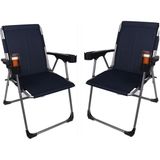 2 Kişilik 140 kg Taşima Kapasiteli 2'li Lüks Bardaklıklı Kamp & Piknik Sandalyesi Lacivert Metal 3 - 6456 Ecorce Tube Marron - Polyester