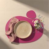 2 Kişilik 4 Parça Deri Amerikan Servis 30x44 Cm-silinebilir Supla-kendinden Bardak Altlıklı Pembe