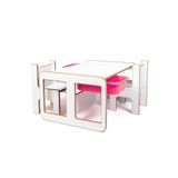 2 Kişilik Çekmeceli Oyun, Aktivite, Etkinlik Masası, Beyaz-Pembe, 18mm MDF