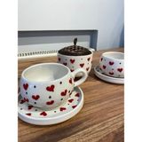 2 Kişilik El Yapımı Kalpli Seramik Fincan Takımı – Çay & Kahve Keyfi Için Özel Tasarım