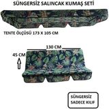 2 Kişilik Lüks Salıncak Kılıf Seti Süngersiz Yaprak Desen - Yaprak Desenli - Yeşil