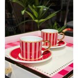 2 Kişilik Red Double Kahve Fincanı - Kırmızı - Pembe