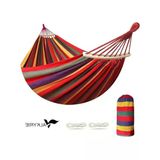2 Kişilik Renkli Kanvas Hamak 260X150 Cm Taşıma Çantalı Ahşap Çubuklu Bahçe Kamp Hamağı Kırmızı