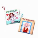 2 Kitap Aile Bireyleri Ve Meslekler Kumaş Sessiz Kitap T109 T112 - Bez Kitap