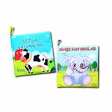 2 Kitap Çiftlik Hayvanlar Ve Vahşi Hayvanlar Kumaş Sessiz Kitap T134 T111 - Bez Kitap