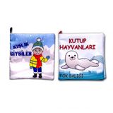 2 Kitap Kutup Hayvanları Ve Kışlık Giysiler Kumaş Sessiz Kitap T056 T052 - Bez Kitap