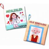 2 Kitap Tox Aile Bireyleri ve Meslekler Kumaş Sessiz Kitap T109 T112 - Bez Kitap , Eğitici Oyuncak , Yumuşak ve Hışırtıl