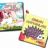 2 Kitap Tox Çiftlik Hayvanlar ve Orman Hayvanları Kumaş Sessiz Kitap T058 T055 - Bez Kitap , Eğitici Oyuncak , Yumuşak v