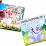 2 Kitap Tox Çiftlik Hayvanlar ve Vahşi Hayvanlar Kumaş Sessiz Kitap T058 T111 - Bez Kitap , Eğitici Oyuncak , Yumuşak ve