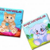 2 Kitap Tox Evcil Hayvanlar ve Vahşi Hayvanlar Kumaş Sessiz Kitap T110 T111 - Bez Kitap , Eğitici Oyuncak , Yumuşak ve H