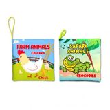 2 Kitap Tox İngilizce Çiftlik Hayvanları Ve Safari Hayvanarı Kumaş Sessiz Kitap E119 E130 - Bez Kitap , Eğitici Oyuncak , Yumuşak Ve Hışırt�
