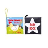 2 Kitap Tox İngilizce Çiftlik Hayvanları ve Siyah-Beyaz Bebek Kumaş Sessiz Kitap E136 E119 - Bez Kitap , Eğitici Oyuncak , Yumuşak ve Hışırtılı