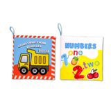 2 Kitap Tox İngilizce İş Makinaları ve Rakamlar Kumaş Sessiz Kitap E118 E128 - Bez Kitap , Eğitici Oyuncak , Yumuşak ve Hışırtılı