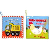 2 Kitap Tox İngilizce İş Makineları ve Çiftlik Hayvanları Kumaş Sessiz Kitap E118 E119 - Bez Kitap , Eğitici Oyuncak , Y