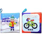 2 Kitap Tox İngilizce Kışlık Giysiler ve Taşıtlar Kumaş Sessiz Kitap E132 E124 - Bez Kitap , Eğitici Oyuncak , Yumuşak v