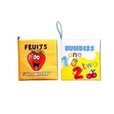 2 Kitap Tox İngilizce Meyveler ve Rakamlar Kumaş Sessiz Kitap E126 E128 - Bez Kitap , Eğitici Oyuncak , Yumuşak ve Hışırtılı