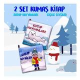 2 Kitap Tox Kutup Hayvanları ve Kışlık Giysiler Kumaş Sessiz Kitap T056 T052 - Bez Kitap , Eğitici Oyuncak , Yumuşak ve Hışırtılı