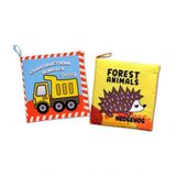 2 Kitapingilizce İş Makinaları Ve Orman Hayvanları Kumaş Sessiz Kitap E118 E127 - Bez Kitap