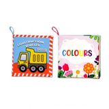 2 Kitapingilizce İş Makinaları Ve Renkler Kumaş Sessiz Kitap E118 E129 - Bez Kitap