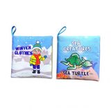 2 Kitapingilizce Kışlık Giysiler Ve Deniz Canlıları Kumaş Sessiz Kitap E124 E122 - Bez Kitap