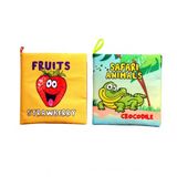 2 Kitapingilizce Meyveler Ve Safari Hayvanları Kumaş Sessiz Kitap E126 E130 - Bez Kitap