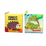 2 Kitapingilizce Orman Hayvanları Ve Safari Hayvanları Kumaş Sessiz Kitap E127 E130 - Bez Kitap