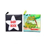 2 Kitapingilizce Siyah-Beyaz Bebek Ve Safari Hayvanları Kumaş Sessiz Kitap E136 E130 - Bez Kitap