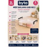 2 L Kilitli Kapaklı Çok Amaçlı Saklama Kabı Şeffaf Plastik Organizer Kutu