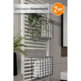 2 Li Asılabilir Havlupan Düzenleyici Banyo Havluluk Kurutma Sepeti Tuvalet Kağıdı Organizeri Siyah Siyah