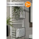 2 Li Asılabilir Havlupan Düzenleyici Banyo Havluluk Kurutma Sepeti Tuvalet Kağıdı Organizeri Siyah
