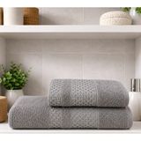 2 Li Banyo Havlu Seti Pamuklu Büyük Boy / 90 x 150 Cm Banyo Havlu - 50 x 90 Cm El Yüz Baş Havlu / Hamam Seti / Battal Boy Havlu Seti - 90 x 150 cm - 50 x 90 cm - Gri