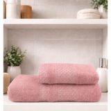 2 Li Banyo Havlu Seti Pamuklu Büyük Boy / 90 x 150 Cm Banyo Havlu - 50 x 90 Cm El Yüz Baş Havlu / Hamam Seti / Battal Boy Havlu Seti - 90 x 150 cm - 50 x 90 cm - Gül Kurusu