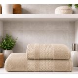 2 Li Banyo Havlu Seti Pamuklu Büyük Boy / 90 x 150 Cm Banyo Havlu - 50 x 90 Cm El Yüz Baş Havlu / Hamam Seti / Battal Boy Havlu Seti - Bej - 90 x 150 cm - 50 x 90 cm