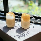 2 Li Borosilikat Cam Kulplu Pinterest Çizgili Model Bardak Kupa 300ML - Şeffaf