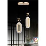 2 Li Defne Rose Gold 3 Renk Modlu Kristal Taşlı Ledli Sarkıt Avize